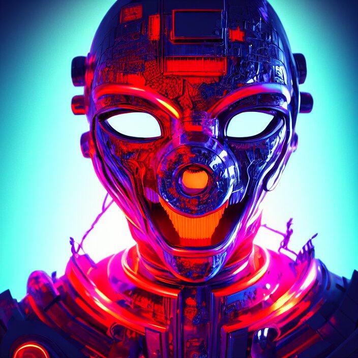 Lexica - Cyber punk, android cannon mindar from japan, oni mask ...