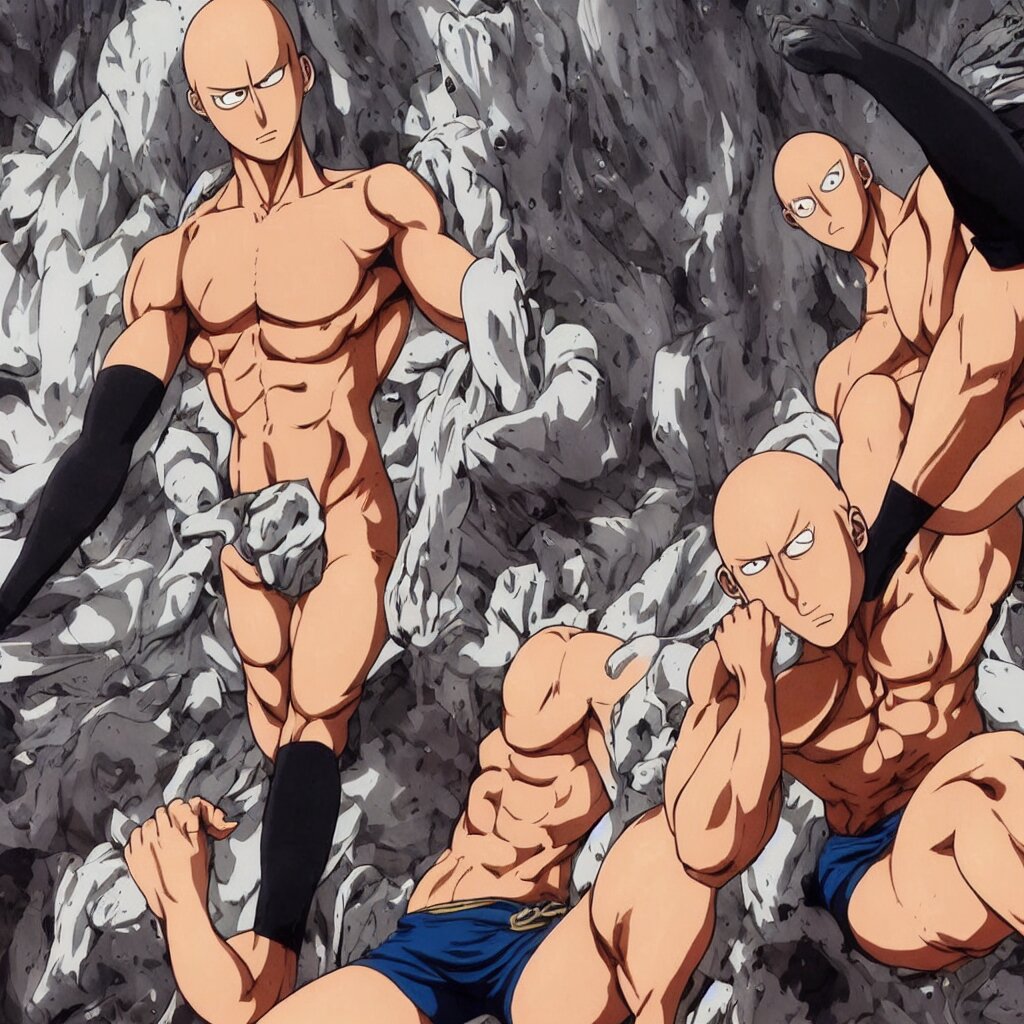 ripped shirtless saitama one punch man instagram, Stable Diffusion