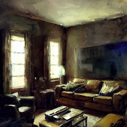 modem living room painting by jeremy mann Arthub.ai