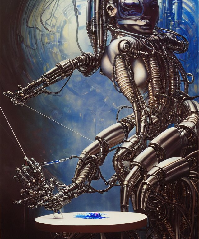 Lexica - Realistic detailed image of futuristic cyborg-robot-painter ...