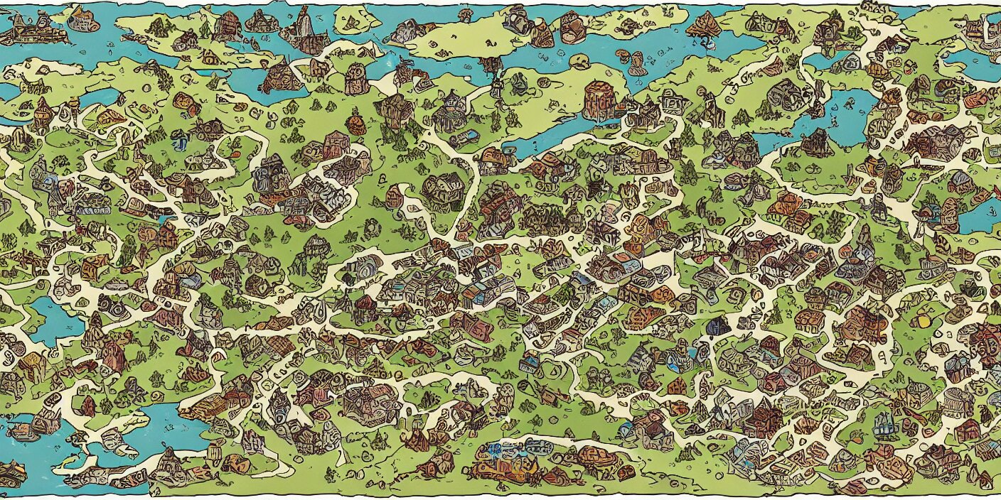 Lexica - A rpg map with random colored regions detailed, flat vivid ...