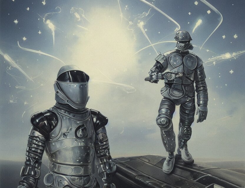 Lexica - a detailed portrait painting of futuristic soldier wearing ...