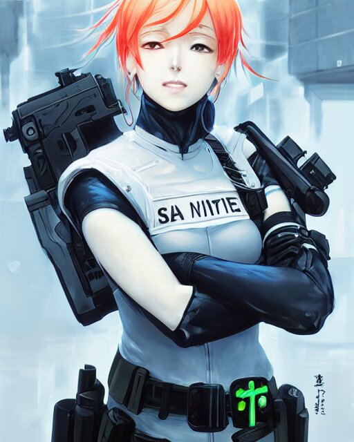 Lexica - Nami, anime key visual of a young female swat officer, neon ...