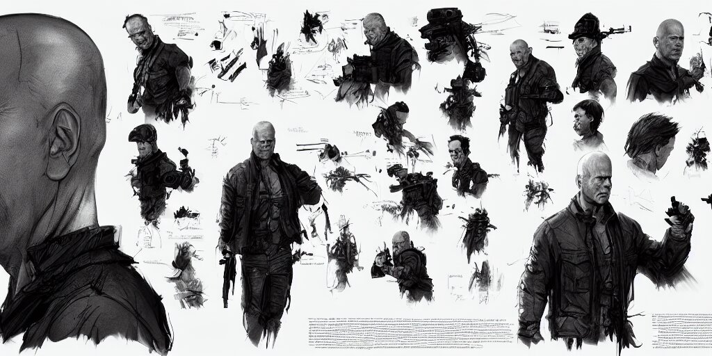 Lexica - Bruce willis, character sheet, concept design, contrast, kim ...