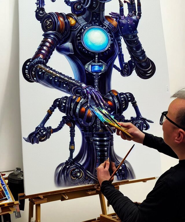 Lexica - photo of futuristic holy futuristic cyborg-robot-painter ...
