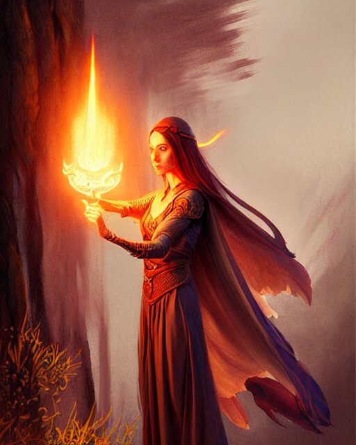 Lexica A Female Elvish Sorceress Casting A Fireball Pencil Sketch Realistic Shaded Fine