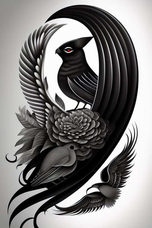 Lexica - Tattoo design, stencil, tattoo stencil, traditional, a world  famous tattoo of a geometric eagle, black and white, white background