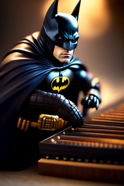 Lexica - childish drawing of batman playing the piano