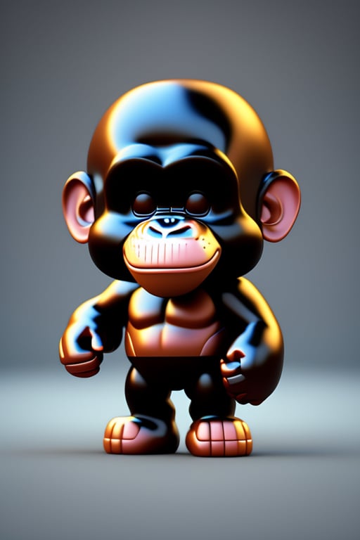 Lexica - 3d render of cartoon cute monkey pop solid background