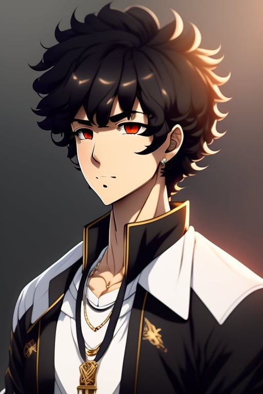 anime boy with curly hair