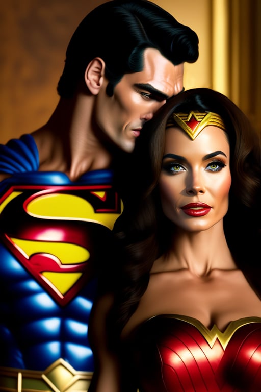 wonder woman and superman kissing