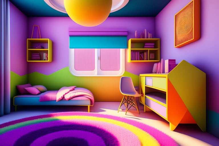 Lexica - in a over decorated and colorful bedroom
