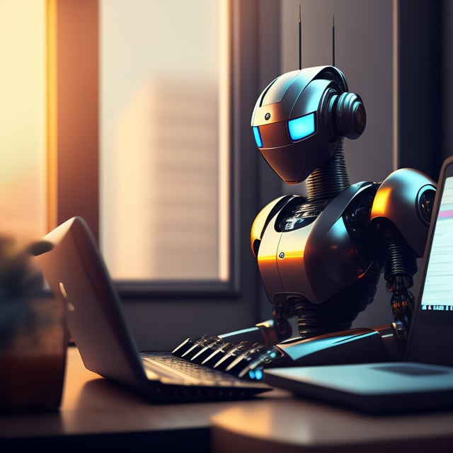 Lexica a robot working with a computer