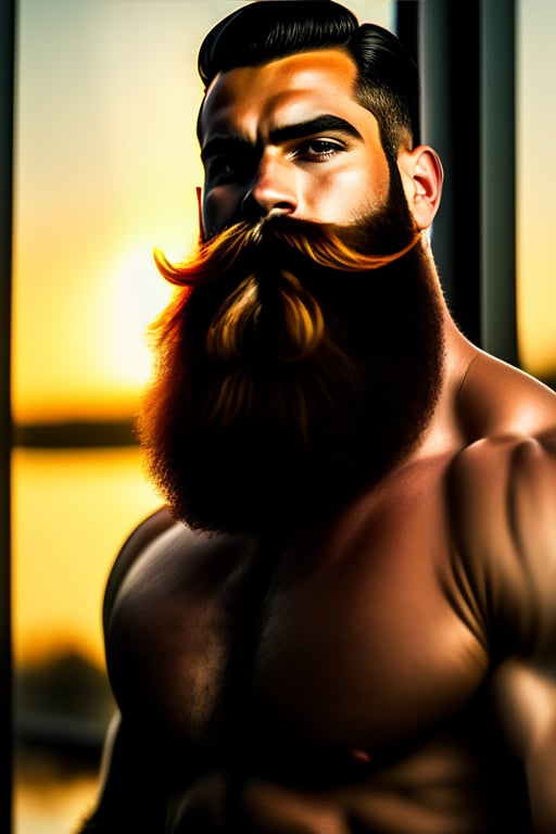 Lexica - 4k photo tall handsome gigachad long black beard