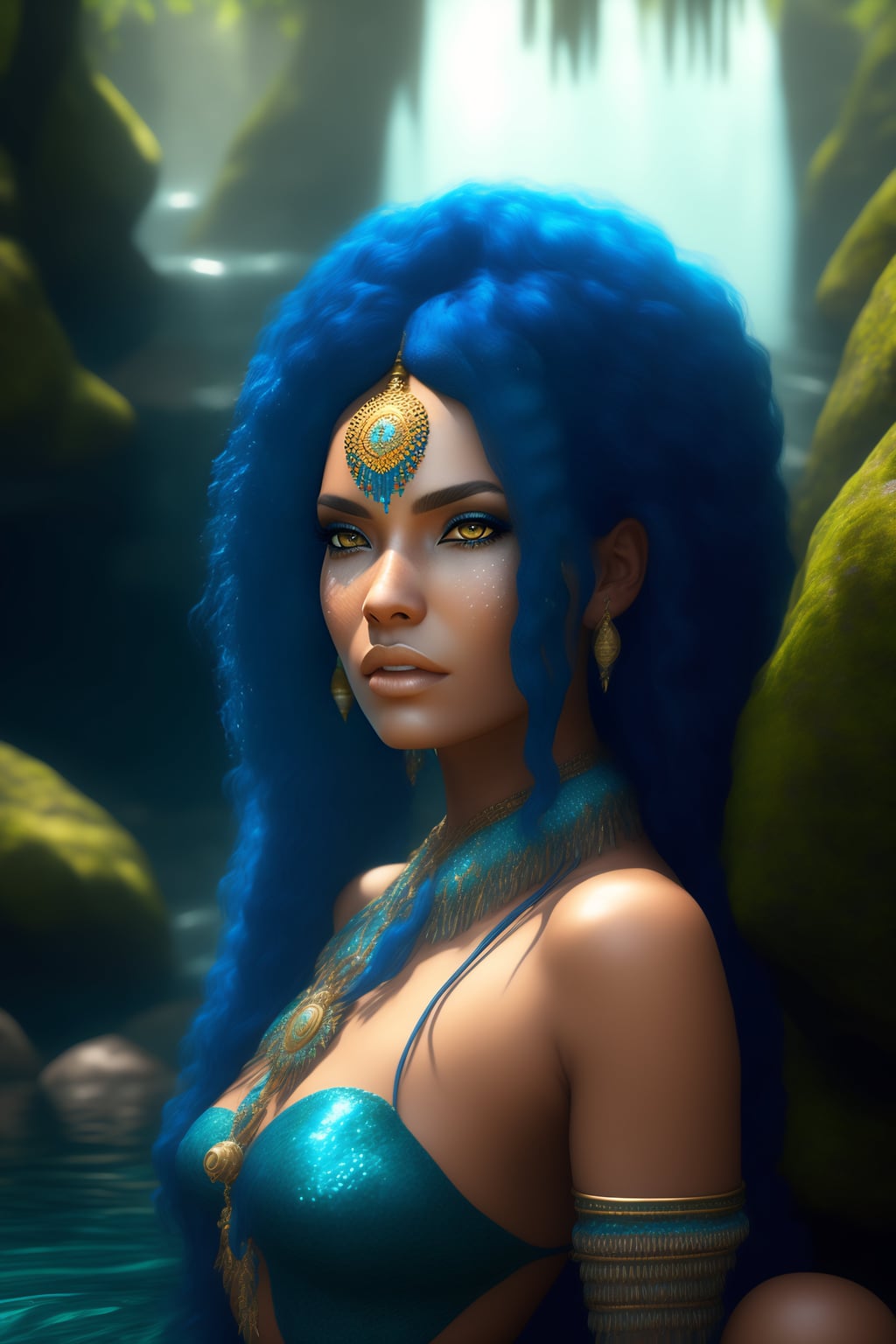 Lexica - african female mermaid spirit beautiful surreal mystical  underwater full body mangacore animecore concept art artstation
