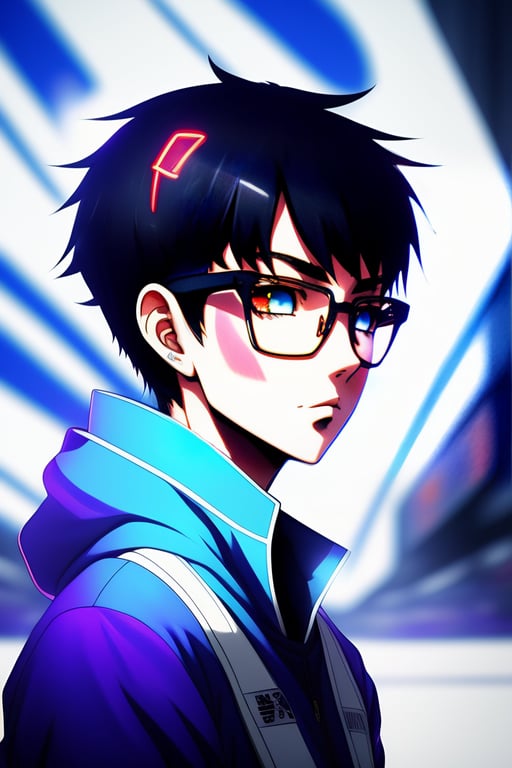 anime boy with glasses