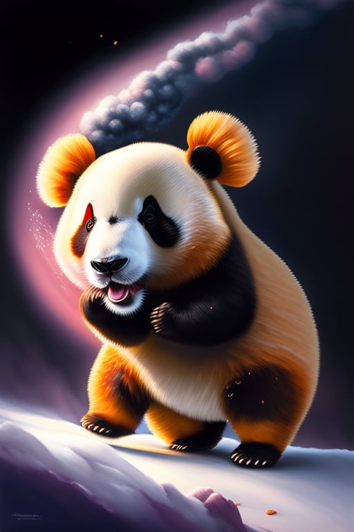 Lexica - angry panda fire cloud logo
