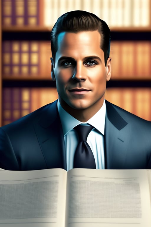 Lexica - Louis litt as a lawyer in a library. funny. realistic.