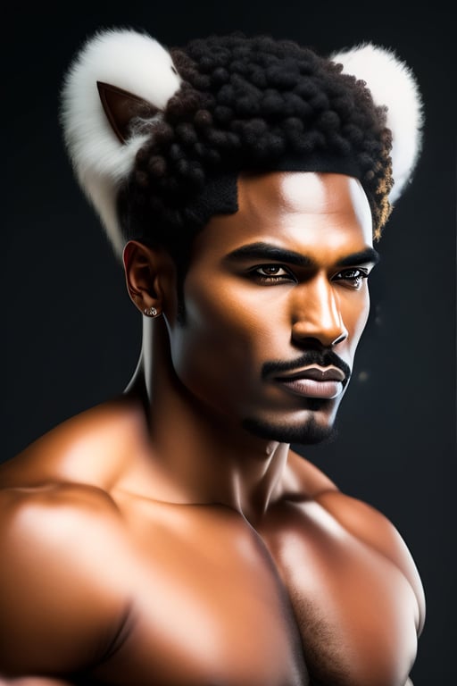 Lexica - Black man with chiseled face wearing a fur jacket, evil smile