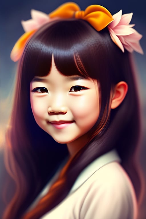 happy cartoon asian girl