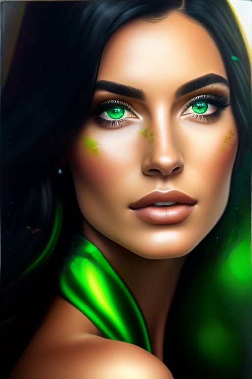 glowing green eyes