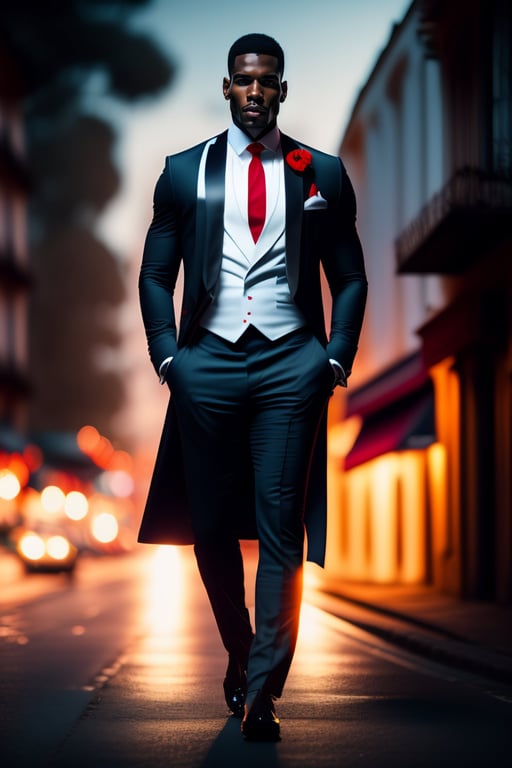 black and red tuxedo with bowtie