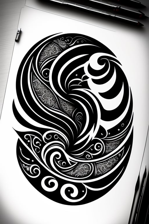 tribal wave drawing