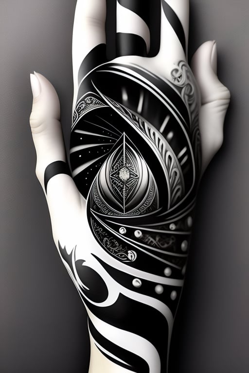 Lexica - abstract minimalist gothic black and white tattoo depicting trauma and depression