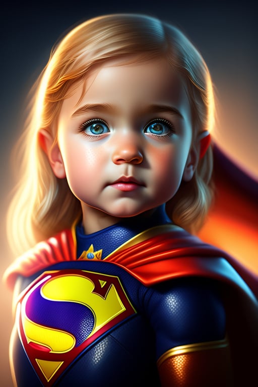 Lexica - cute and adorable cartoon supergirl baby