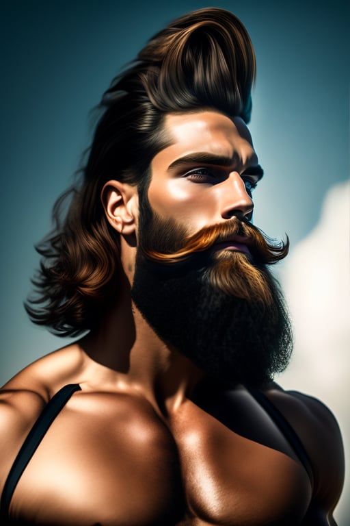 Lexica - 4k photo tall handsome gigachad long black beard