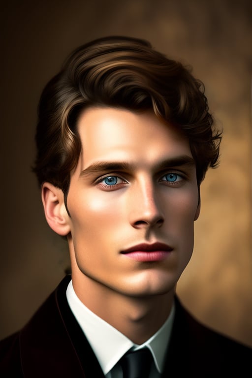 Lexica - highly detailed illustration of natural man dark hair with blue eyes
