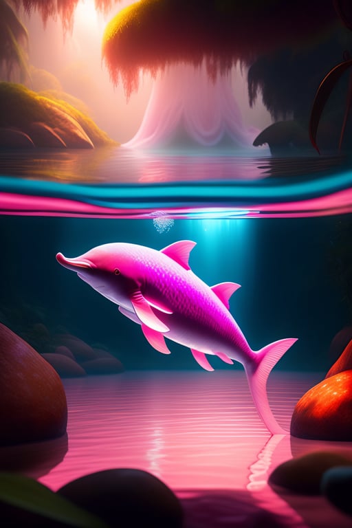 cute pink dolphin cartoon
