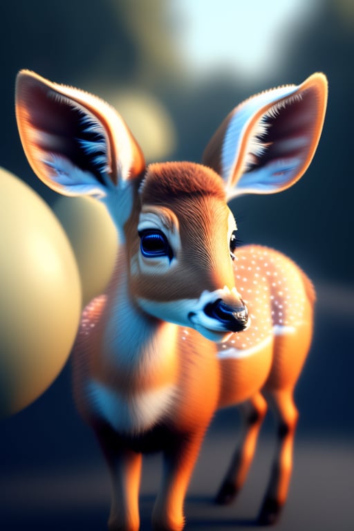 Lexica - 3d render of cartoon cute deer pop solid background
