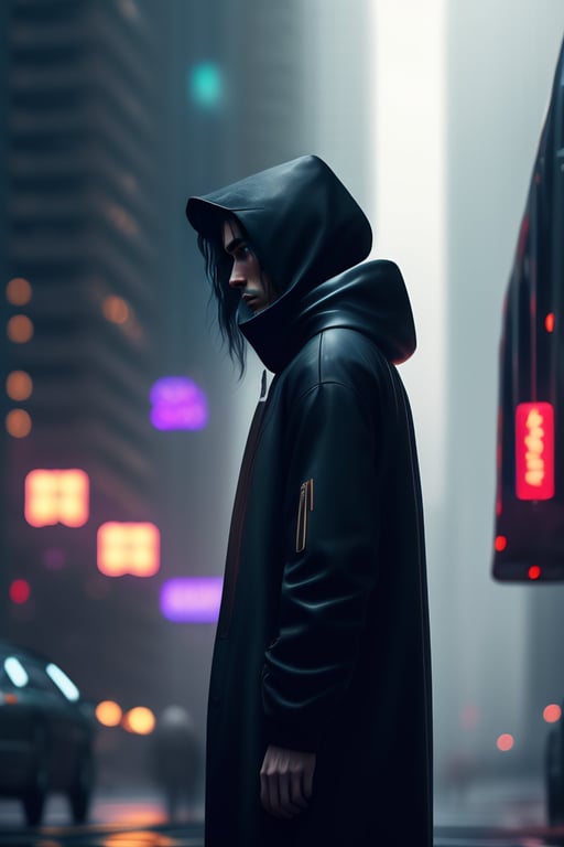 Lexica - cyberpunk programmer anime boy wearing hoodie