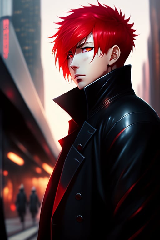 anime boy with red hair