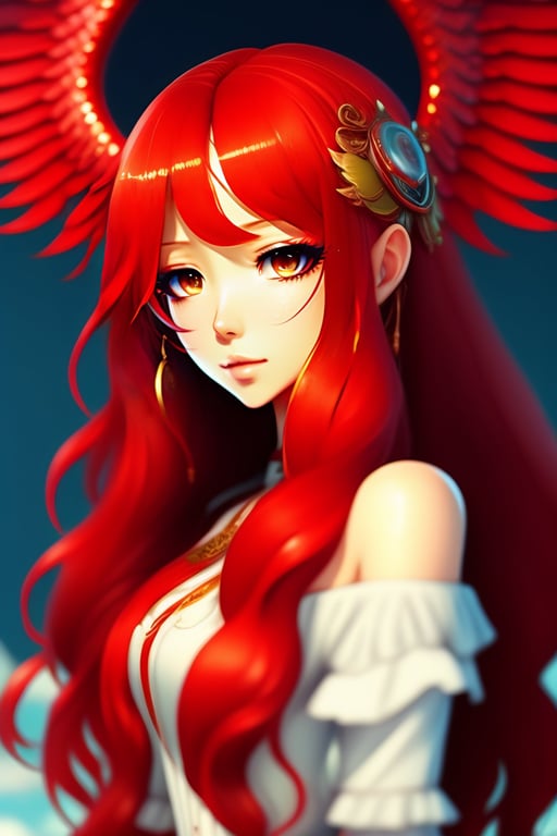 Anime Girl With Red Hair And Red Eyes