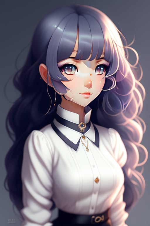 anime girl with bangs black hair