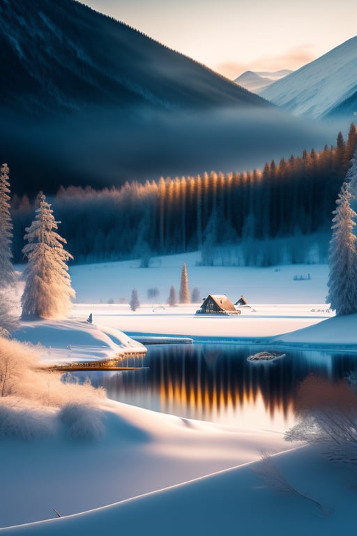 Mountains Sunrise Landscape Winter Reflection 