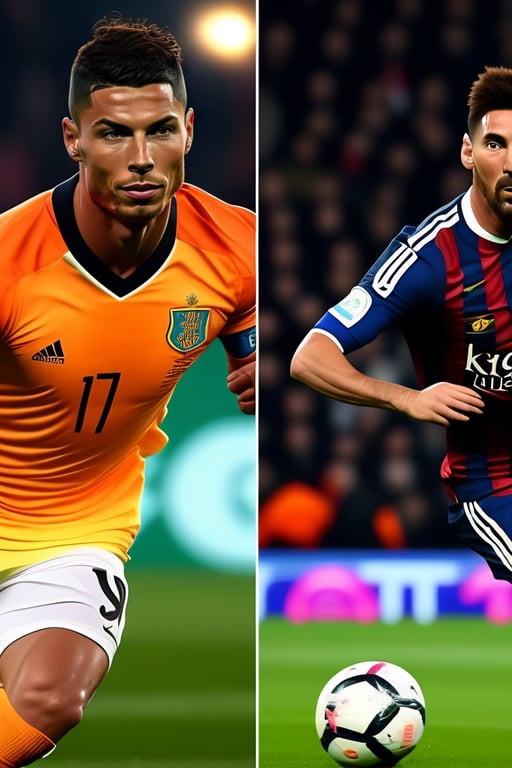 Messi vs Ronal.do CR7 in playing Chess Signature Poster, World Cup