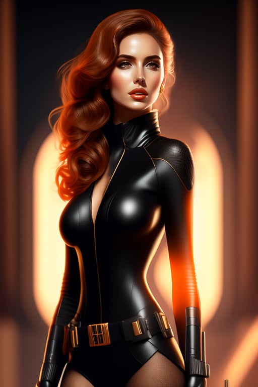 Lexica - highly detailed of beautiful female in black spy suit