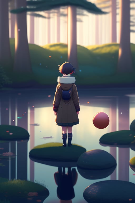 lexica-anime-girl-walking-on-water