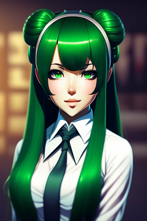 female anime characters with green hair