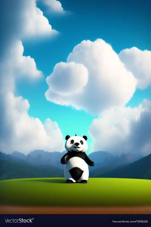 Lexica - cute and adorable cartoon fluffy baby panda
