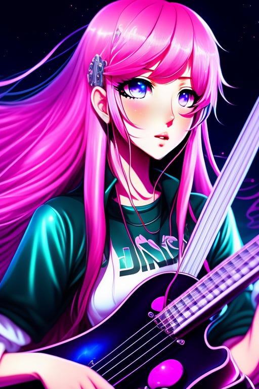 Lexica - pele playing electric guitar on stage. by amano yoshitaka