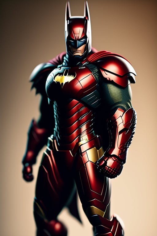 Lexica - a full body of an iron-man fighting batman in the stark towers