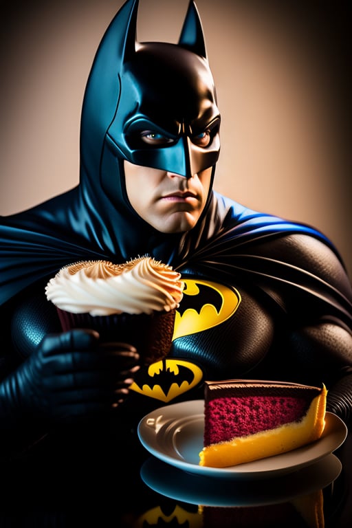 Lexica - batman eating cake photo studio lighting