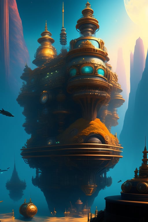 steampunk floating city