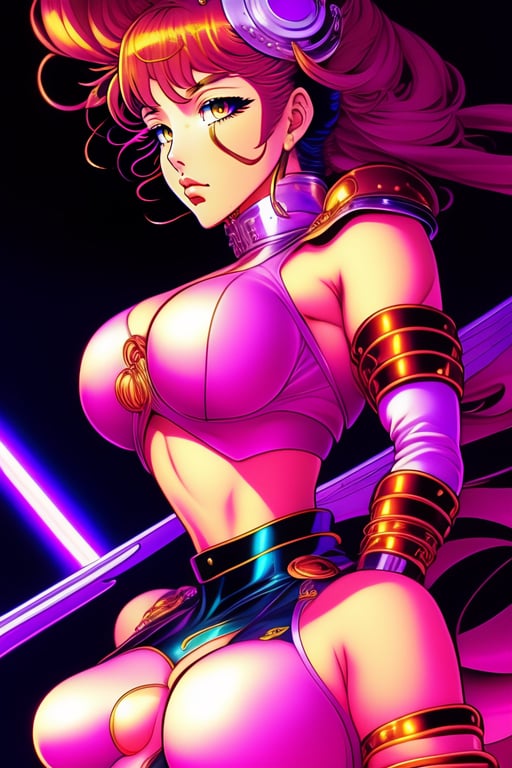 Lexica - 90's anime vintage selena gomez girl with a giant sword