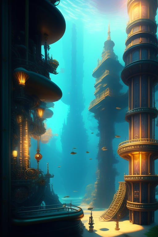 Lexica - aerial view of the underwater city
