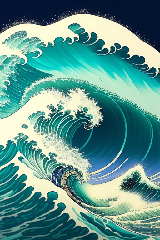 Lexica - The big wave off Kanagawa, in Ukiyo-e style, by Yoji shinkawa